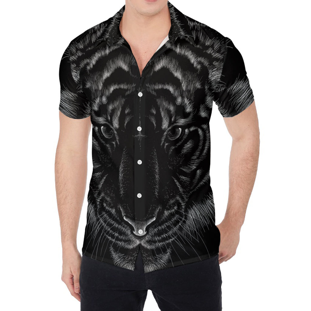 Black Tiger Portrait Print Men's Shirt