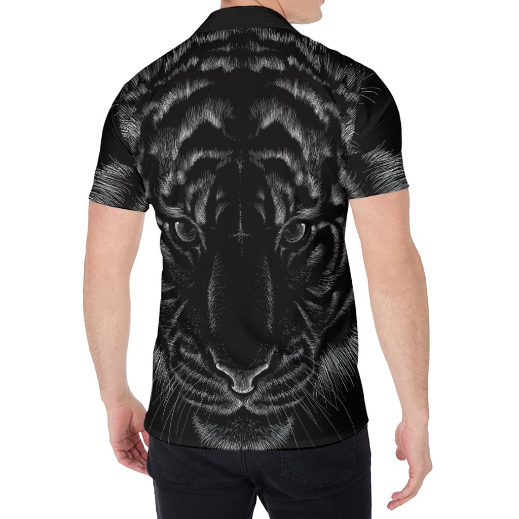 Black Tiger Portrait Print Men's Shirt