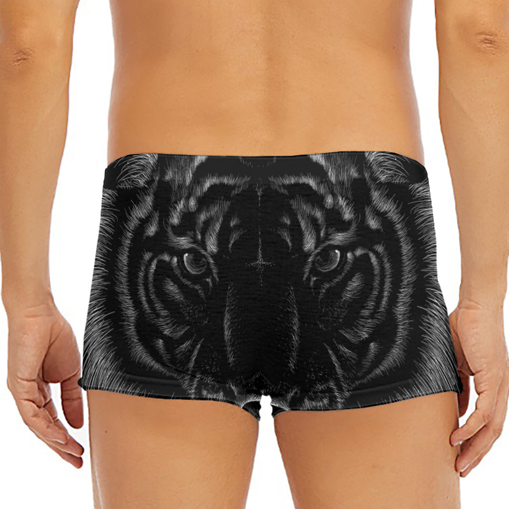 Black Tiger Portrait Print Men's Short Boxer Briefs