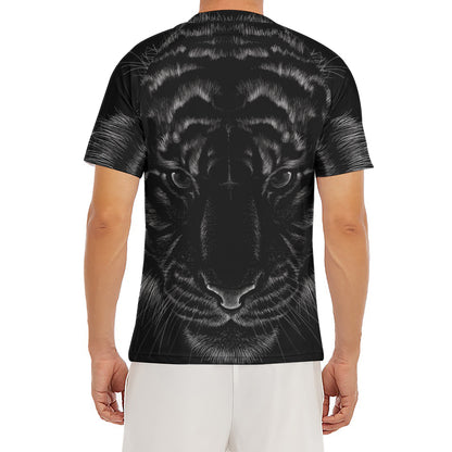 Black Tiger Portrait Print Men's Short Sleeve Rash Guard