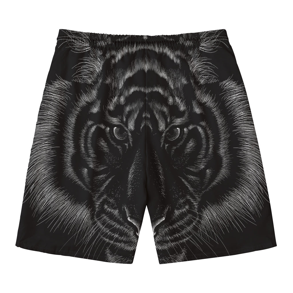 Black Tiger Portrait Print Men's Swim Trunks