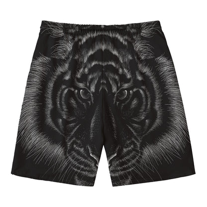 Black Tiger Portrait Print Men's Swim Trunks