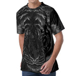 Black Tiger Portrait Print Men's Velvet T-Shirt