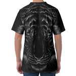 Black Tiger Portrait Print Men's Velvet T-Shirt