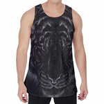 Black Tiger Portrait Print Men's Velvet Tank Top