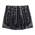 Black Tiger Portrait Print Mesh Shorts