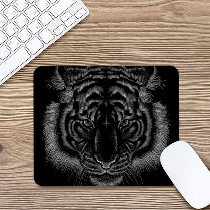 Black Tiger Portrait Print Mouse Pad