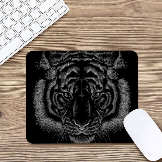 Black Tiger Portrait Print Mouse Pad