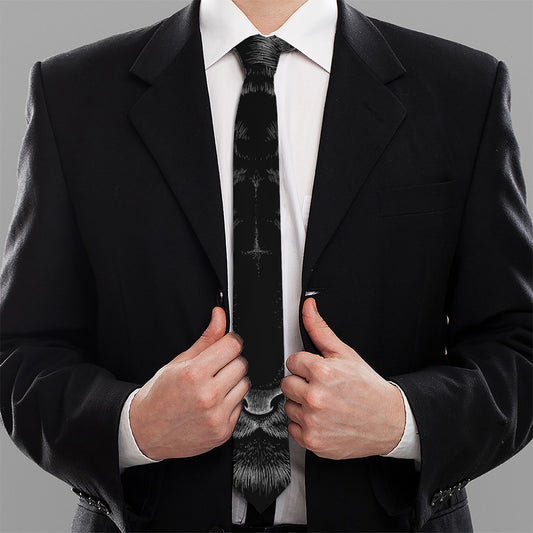 Black Tiger Portrait Print Necktie