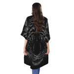 Black Tiger Portrait Print Open Front Beach Cover Up