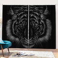 Black Tiger Portrait Print Pencil Pleat Curtains