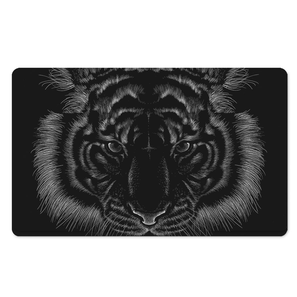 Black Tiger Portrait Print Polyester Doormat
