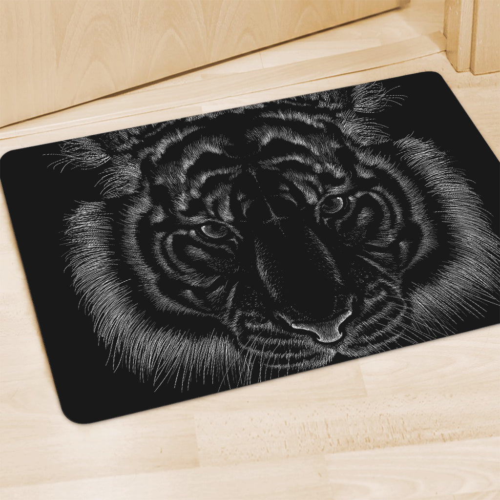 Black Tiger Portrait Print Polyester Doormat