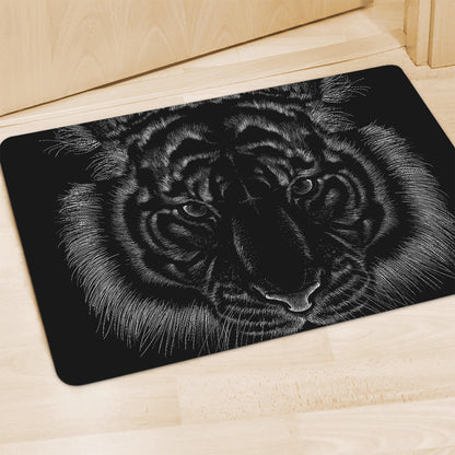 Black Tiger Portrait Print Polyester Doormat