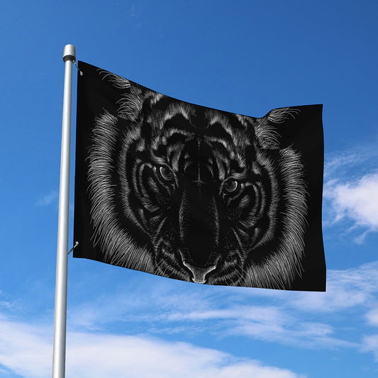 Black Tiger Portrait Print Polyester Flag