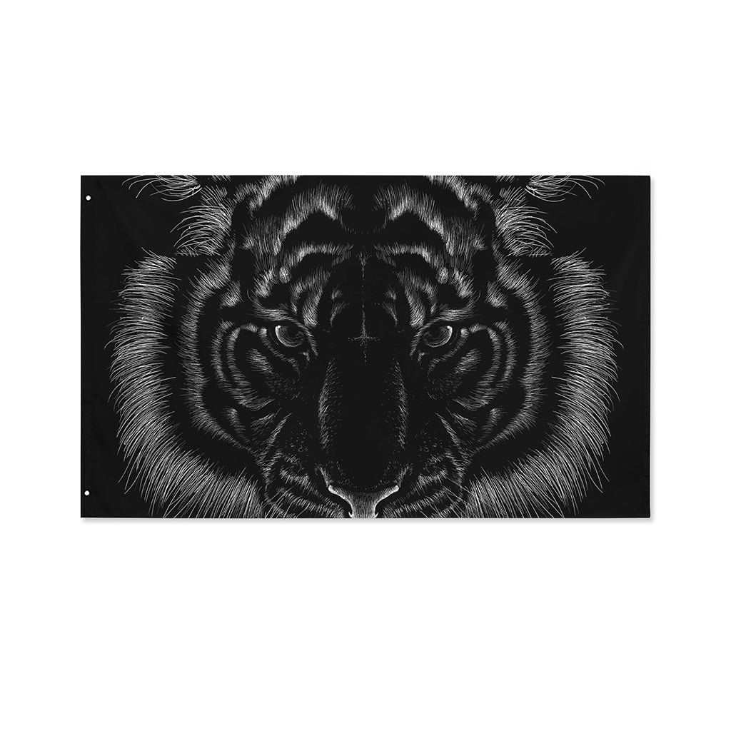 Black Tiger Portrait Print Polyester Flag