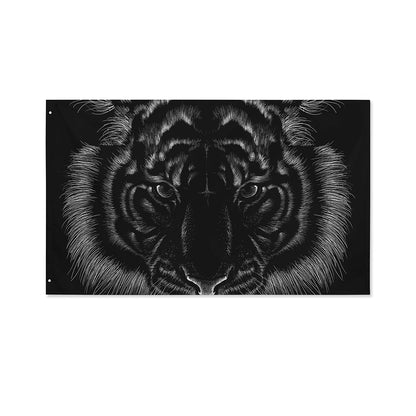 Black Tiger Portrait Print Polyester Flag