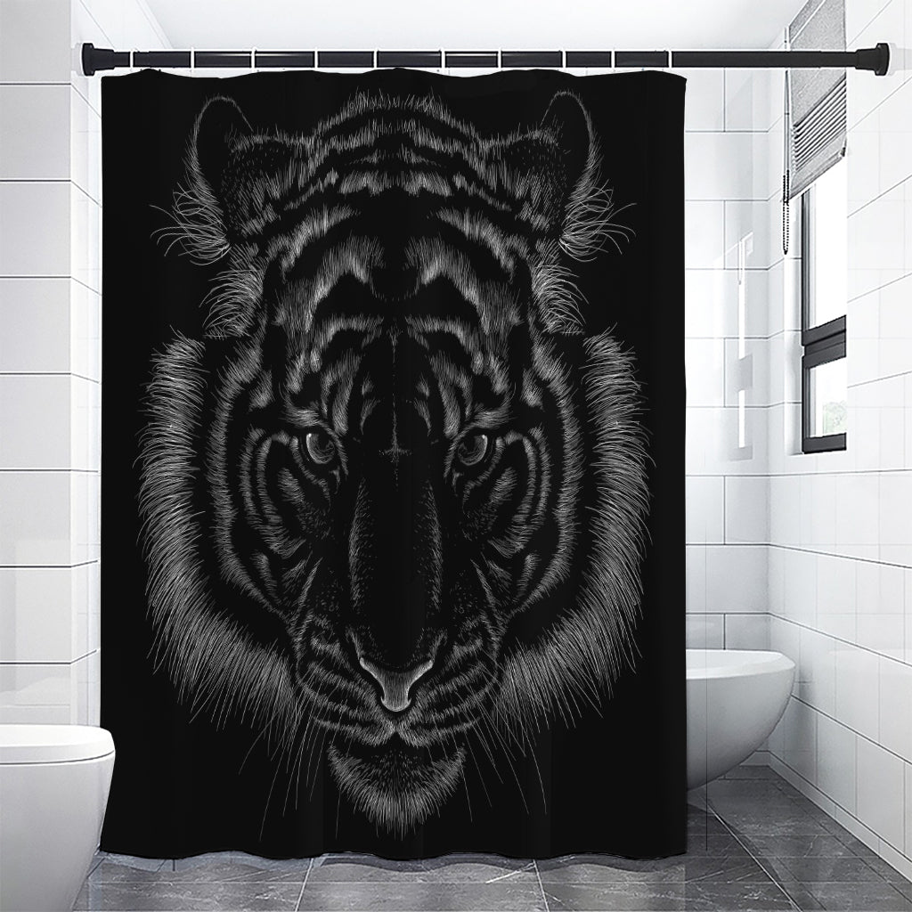 Black Tiger Portrait Print Premium Shower Curtain
