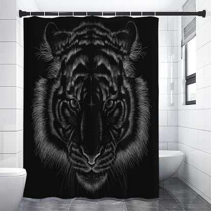 Black Tiger Portrait Print Premium Shower Curtain