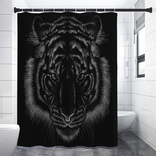 Black Tiger Portrait Print Premium Shower Curtain
