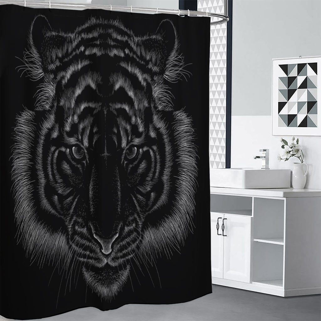 Black Tiger Portrait Print Premium Shower Curtain