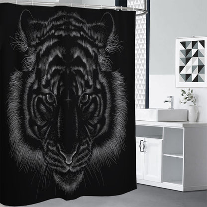 Black Tiger Portrait Print Premium Shower Curtain