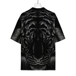 Black Tiger Portrait Print Rayon Hawaiian Shirt