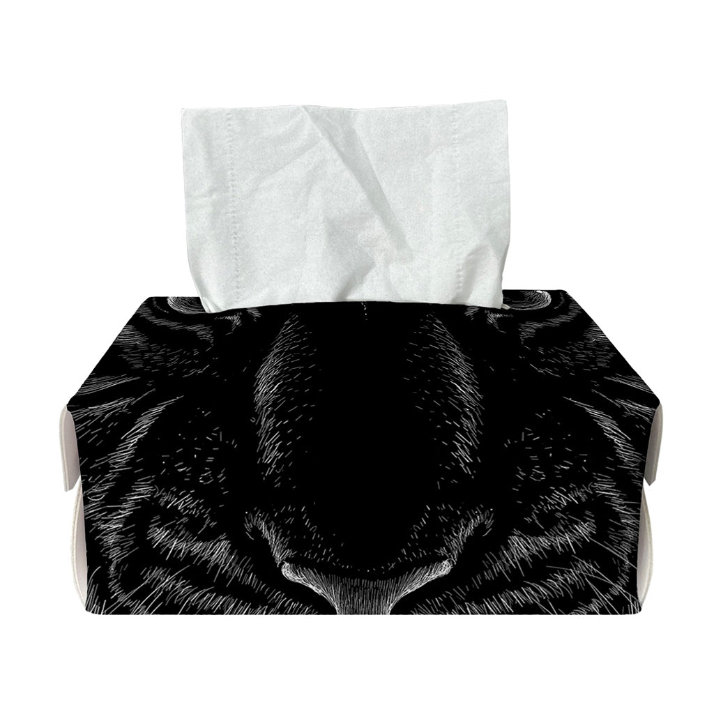 Black Tiger Portrait Print Rectangle Tissue Box Cover
