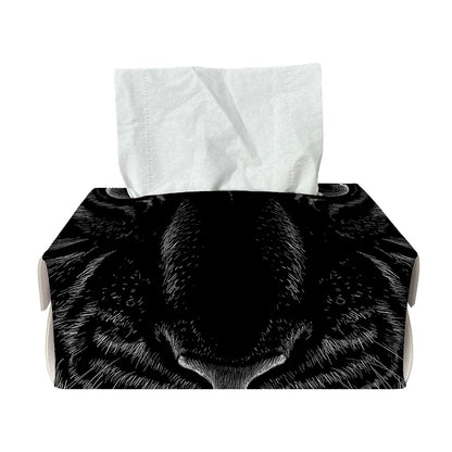 Black Tiger Portrait Print Rectangle Tissue Box Cover