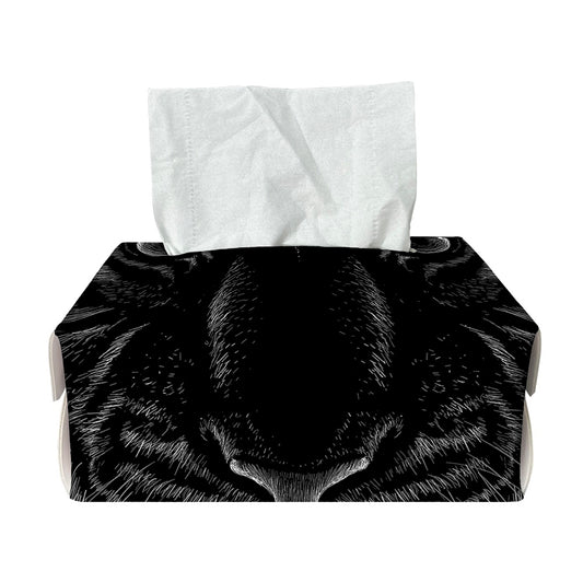 Black Tiger Portrait Print Rectangle Tissue Box Cover