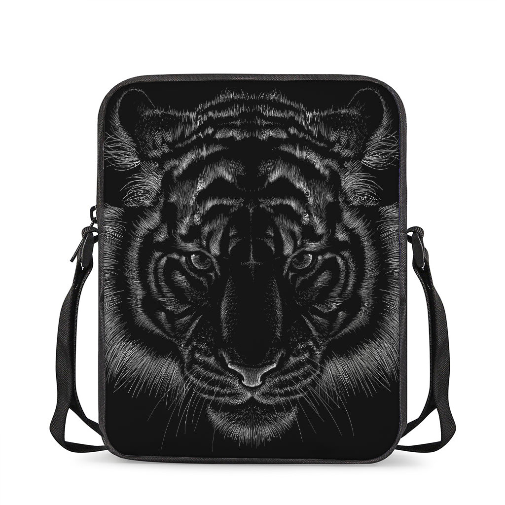 Black Tiger Portrait Print Rectangular Crossbody Bag