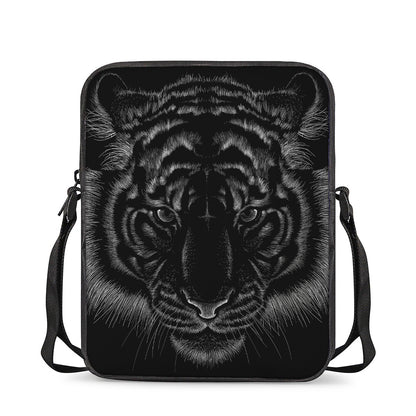 Black Tiger Portrait Print Rectangular Crossbody Bag