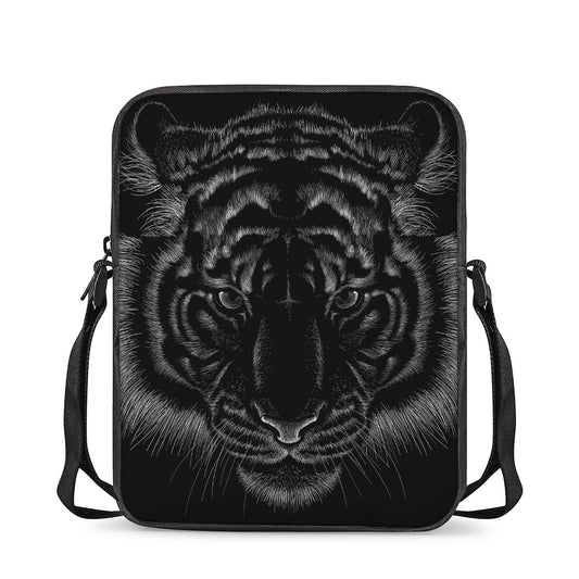 Black Tiger Portrait Print Rectangular Crossbody Bag