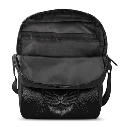 Black Tiger Portrait Print Rectangular Crossbody Bag