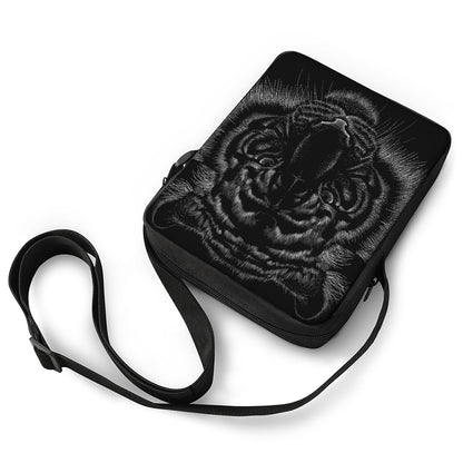 Black Tiger Portrait Print Rectangular Crossbody Bag