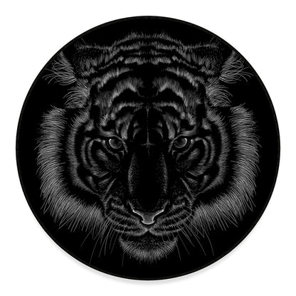 Black Tiger Portrait Print Round Floor Mat