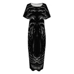 Black Tiger Portrait Print Short Sleeve Long Nightdress