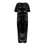 Black Tiger Portrait Print Short Sleeve Long Nightdress