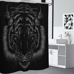 Black Tiger Portrait Print Shower Curtain
