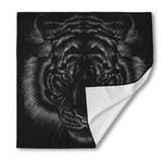 Black Tiger Portrait Print Silk Bandana