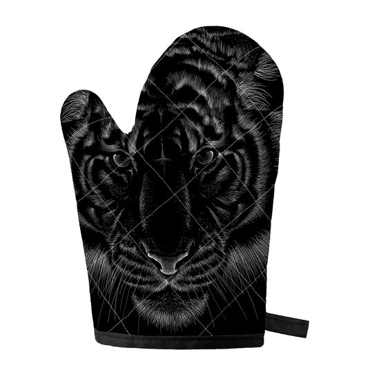 Black Tiger Portrait Print Single Oven Mitt