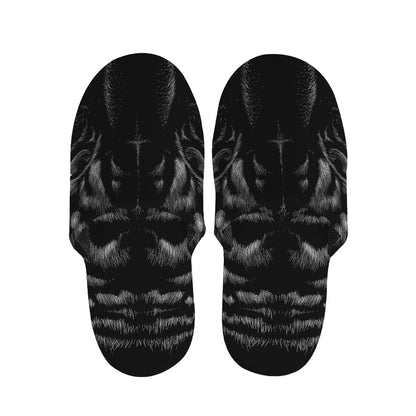 Black Tiger Portrait Print Slippers