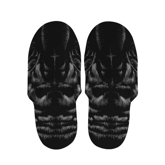 Black Tiger Portrait Print Slippers