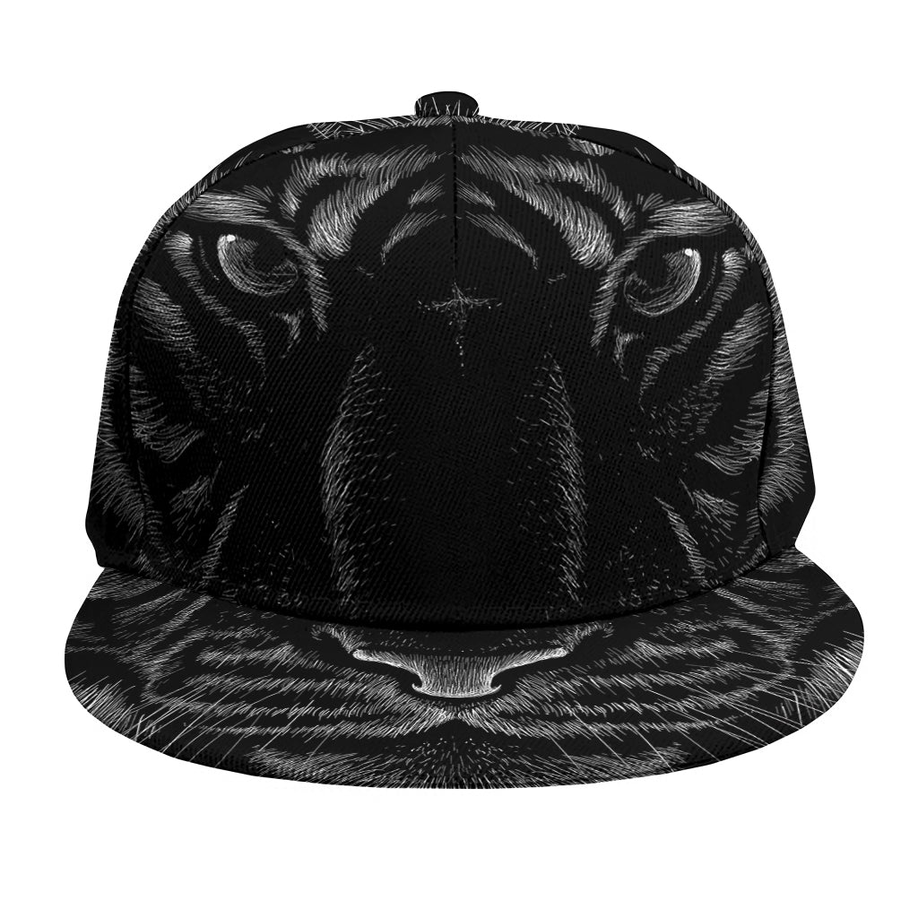 Black Tiger Portrait Print Snapback Cap