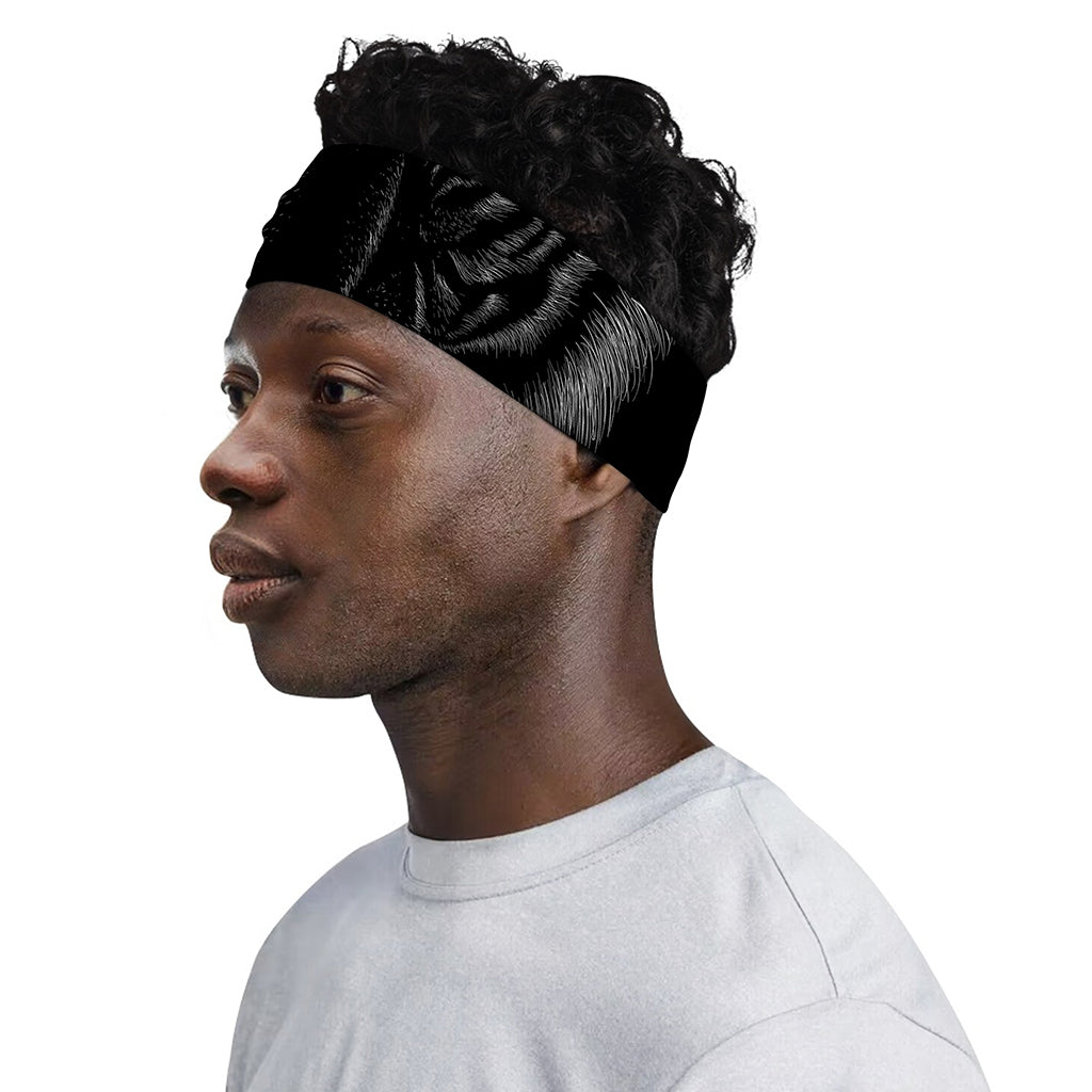 Black Tiger Portrait Print Sports Headband