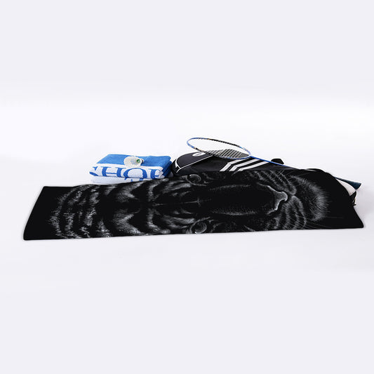 Black Tiger Portrait Print Sports Towel