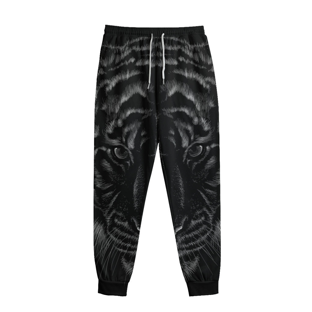 Black Tiger Portrait Print Sweatpants