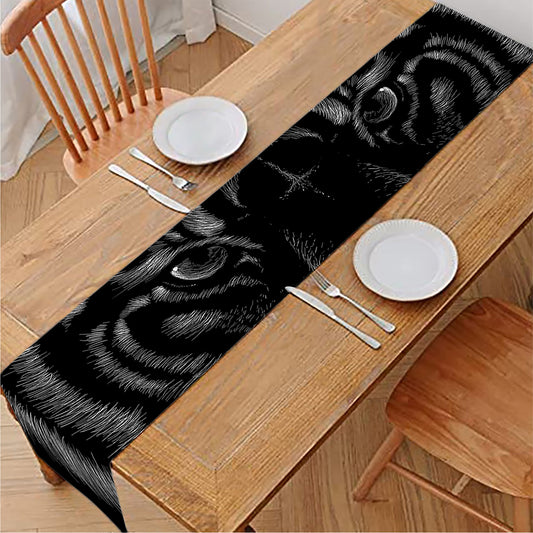 Black Tiger Portrait Print Table Runner