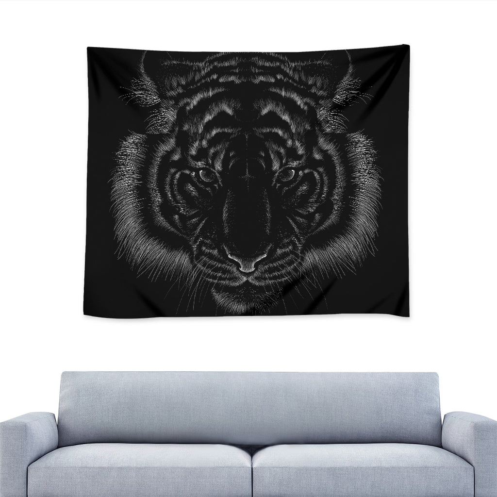 Black Tiger Portrait Print Tapestry