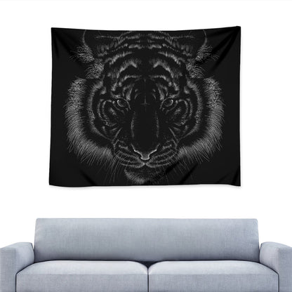 Black Tiger Portrait Print Tapestry